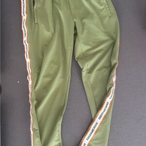 Olive Green Track Pants with Logo Side Stripe